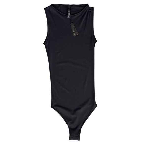 Skims Black Jelly Sheer Crew Neck Bodysuit Sleeveless Bodysuit Size XXS - Picture 1 of 6